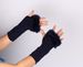 Men's Gloves Butterfly Pattern Plus Wool Gloves New Style Knitted Gloves Half Finger Computer Gloves Wool Mouth Warm_viptrois.com
