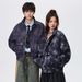 Men's Stand Collar Jacket – Retro Digital Print Windbreaker (Black/Grey/Caramel, M-8xl) Fashion Trends_viptrois.com