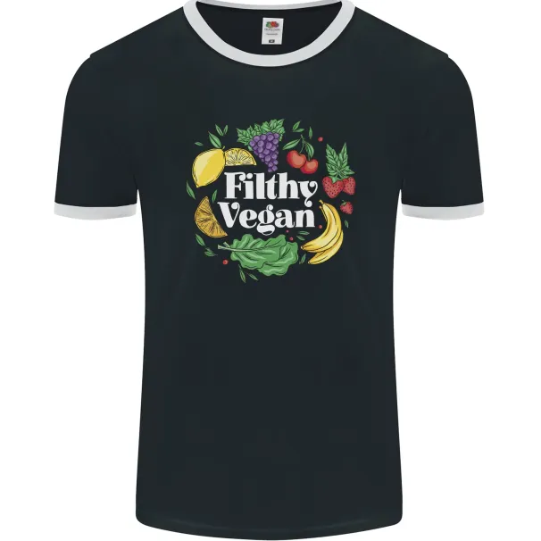 A Filthy Vegan Mens Ringer T-Shirt Mens Womens Tees Top FotL_viptrois.com
