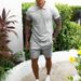 Men's Clothing Short Sleeved Shorts Casual Slim Two Piece Suit_viptrois.com