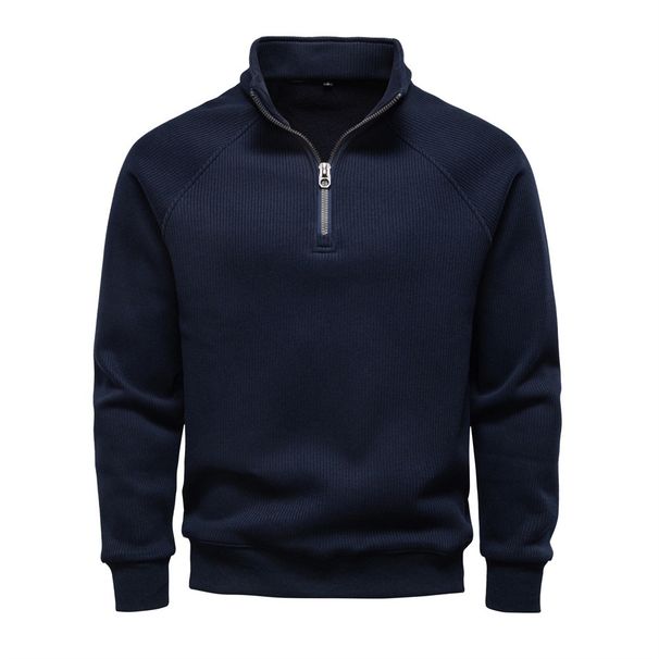 Loom Loom Men's Autumn Winter 2025 Zipper Sweatshirt Stand Collar Top European American Versatile Trendy Fleece Half Cross-Border_viptrois.com