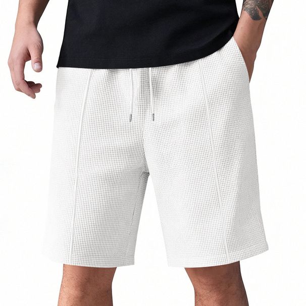Men's Waffle Knit Breathable Shorts - Lightweight Drawstring Beach Shorts For Summer & Casual Wear - Quick-Dry Lounge Shorts With Side Pockets_viptrois.com
