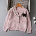 Pearl Flower Snow Wool Cardigan Girls Sweater Medium And Large Children's Autumn And Winter Children's Sweater New Style_viptrois.com