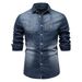 2025 Spring New Product European Casual Solid Color Men's Long Sleeve Denim Shirt Men_viptrois.com