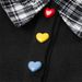 American College Style Embroidered Cartoon Two-Piece Plaid Patchwork Turn-Down Collar Sweatshirt Men's Spring And_viptrois.com