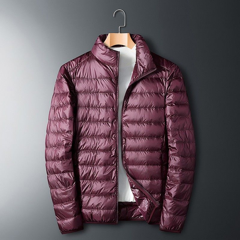 Men's Lightweight Winter Jacket With Stand Collar - Slim Fit, Comfortable, Multi-Pocket, Casual & Commuter Coat In Black, Burgundy, Blue, Navy_viptrois.com