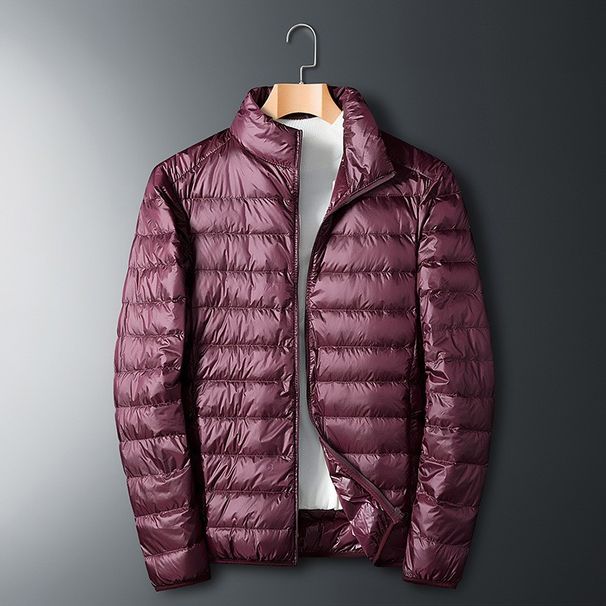 Men's Lightweight Winter Jacket With Stand Collar - Slim Fit, Comfortable, Multi-Pocket, Casual & Commuter Coat In Black, Burgundy, Blue, Navy_viptrois.com