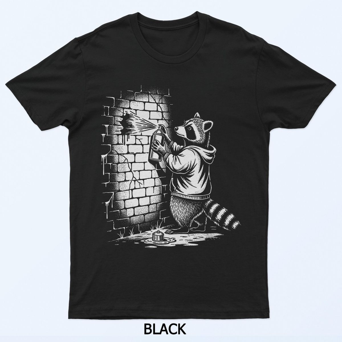 Raccoon Spray Painting Graffiti T-Shirt Mens Womens Tees Top_viptrois.com