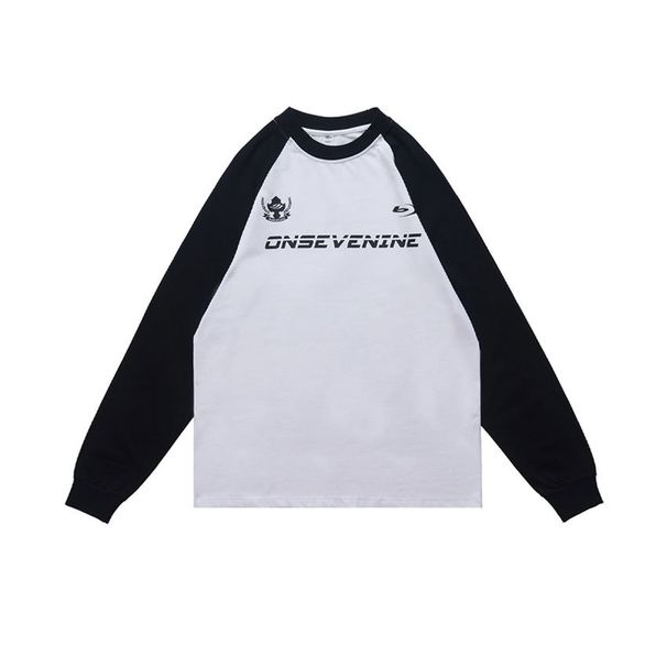 American-style Color-blocked Long-sleeve T-shirt For Men, Spring And Autumn Trendy Couple's Plus-size Pure Cotton_viptrois.com