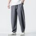 Men's Clothing style summer new cotton and linen wide leg pants men's retro loose large size casual bloomers men's long pants_viptrois.com