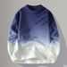 Men's Gradient Knit Sweater – Slim Fit Long Sleeve Pullover (Khaki/Black-White/Green/Blue, M-4XL)_viptrois.com