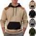 American Style Autumn And Winter European Size Men's Casual Color Matching Pullover Jacquard Men's Plaid Hooded Large Pocket Sweatshirt_viptrois.com