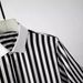 Men's Black & White Striped Tencel Blend Short-Sleeve Shirt – Slim Fit Breathable Business Casual (Sizes 38-48)_viptrois.com