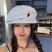 Korean Style Button Octagonal Cloud For Women, Spring And Autumn Thin Large Head Circumference Painter Newsboy Hat,_viptrois.com