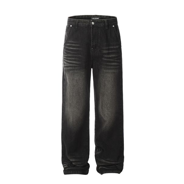Men's Clothing Washed Retro Straight Old Loose Ins Wide Leg Pants Trendy Jeans_viptrois.com