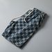 Men's Clothing Washed Denim Shorts Youth Trendy Mid Length Pants Loose Beach Plaid Shorts Men_viptrois.com