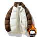 Men's Winter Couple Stand Collar Thickened Warm Color Block Cotton Coat Trendy Brand Plus Size Puffer Jacket_viptrois.com