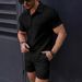 Men's Clothing Fashion Short Sleeved Shirt Shorts Sports Leisure Beach Two Piece Suit_viptrois.com