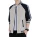New Autumn Baseball Collar Jacket For Men – Slim Fit Two-Stripe Cotton Blend Bomber (M-5XL, White/Black/Green)_viptrois.com