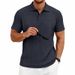 Men's Textured Knit Polo Shirt Short Sleeve, Quick-Dry Moisture-Wicking Golf & Casual Performance Top For Summer_viptrois.com