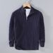 Men's Chunky Knit Sweater – Half-Zip Cable Pullover With Relaxed Fit For Winter (White/Burgundy/Grey/Navy/Black/Beige)_viptrois.com