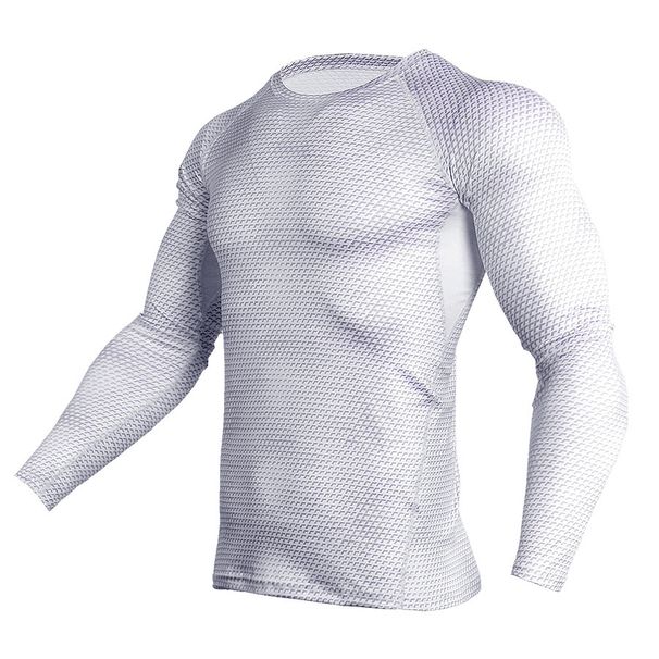 Men's Clothing Stereo Printing Fitness Running Training Long Sleeve Tight Elastic Sweat-wicking Quick-drying Clothes_viptrois.com