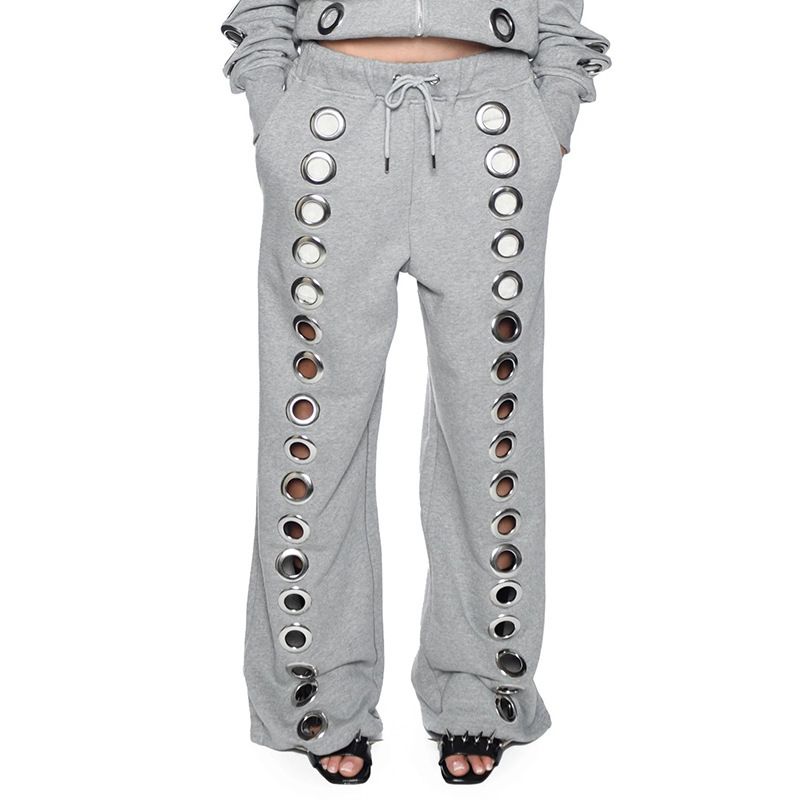 "Unisex Zip-Up Hoodie With Iron Ring Accents – Stylish Hollow Design For Men & Women | Black & Grey | S-XL"_viptrois.com