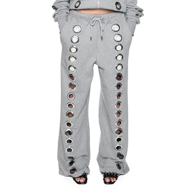 "Unisex Zip-Up Hoodie With Iron Ring Accents – Stylish Hollow Design For Men & Women | Black & Grey | S-XL"_viptrois.com