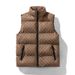 Men's Quilted Sleeveless Vest With Zip Pockets Warm Winter Padded Jacket For Spring, Slim Fit Stand Collar,Cotton Blend Fabric (Black/White/Pink)_viptrois.com