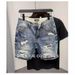 Men's Clothing Straight Tube Ripped Denim Shorts Loose Shorts Thin Style Shorts_viptrois.com