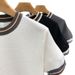 Men's Clothing Summer New Light Mature Men's Tops White Round Neck Striped Spring Short Sleeve Sweater Men's Inner Wear Knitted Sweater_viptrois.com