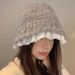 Korean Lazy Style Lace Knitted Fisherman's Women's Autumn/Winter Versatile Warm Pot Show Face Small Woolen Hat_viptrois.com