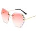 New Women In South Korea, Trendy Frameless Crystal Cut Edge For Women, UV Resistant Diamond Studded Sunglasses_viptrois.com