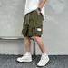 men's Quick-drying summer multi-pocket thin solid color simple loose cargo shorts men's five-point casual trendy brand sweatpants_viptrois.com