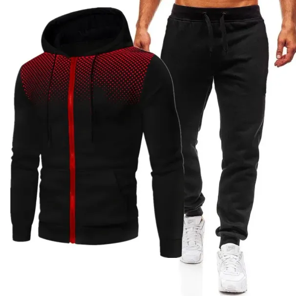 2025 New Men's Two Piece Warm Jacket And Long Pants Sportswear Zippered Jacket Outdoor Hooded Sweater Sportswear Jogging_viptrois.com