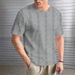 Men's Clothing Solid Color Twisted Jacquard Summer Casual Round Neck Pullover Short Sleeved T Shirt Tops_viptrois.com