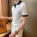 Men's Clothing Men's Summer Lapel Slim Fit Ins High End Color Casual Soft Glutinous Top_viptrois.com