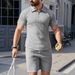 Men's Summer Short Sleeve Polo Shirt & Shorts Set - Breathable Casual Sports Outfit For Gym, Travel & Daily Wear_viptrois.com