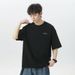 Monochrome Man- Old Money Style Double-Sided Air Layer Short T-Shirt Men's Summer New Texture Light Letter Embroidery Half Sleeve_viptrois.com
