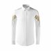 Men's Slim Fit Long Sleeve Shirt With Patchwork Design - Cotton Blend Breathable Casual & Office Wear (White/Black, Sizes 38-48)_viptrois.com