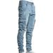 Men's Slim Fit Jeans High Street Casual Distressed Trendy Brand Pants Side Pockets_viptrois.com