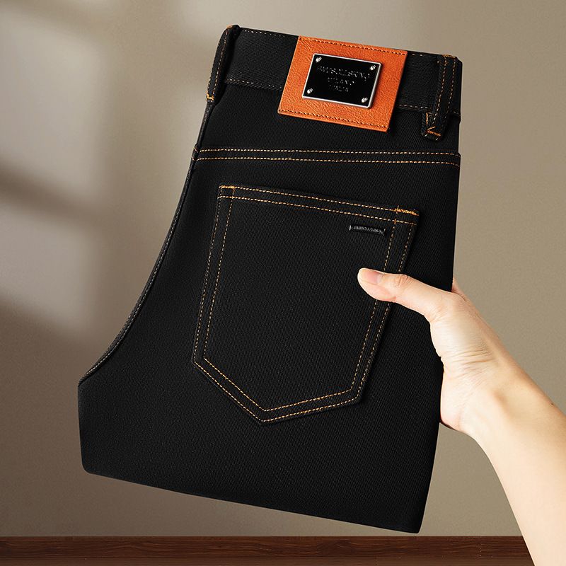 Men's Clothing Original jeans men's black new autumn and winter brand casual slim elastic high end goods long pants_viptrois.com