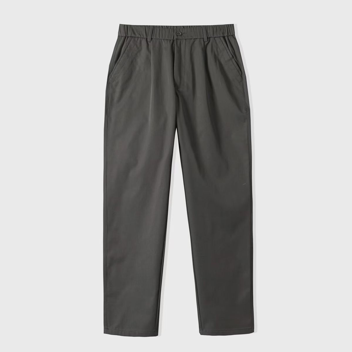 Men's Wrinkle Free Black Cropped Trousers Mid Waist Style Anti Wrinkle Straight Leg Slim Fit Casual Pants_viptrois.com