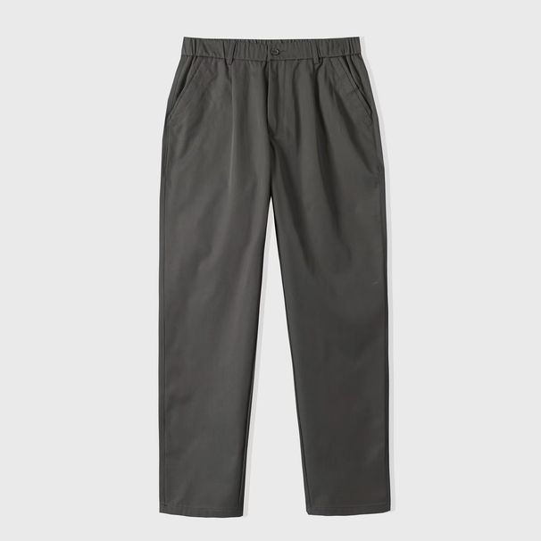 Men's Wrinkle Free Black Cropped Trousers Mid Waist Style Anti Wrinkle Straight Leg Slim Fit Casual Pants_viptrois.com