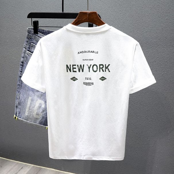2025 New Summer T-Shirt Men's Short Sleeve Trendy Brand Printed Crew Neck Fashion Top Men's Half Sleeve Handsome T-Shirt_viptrois.com