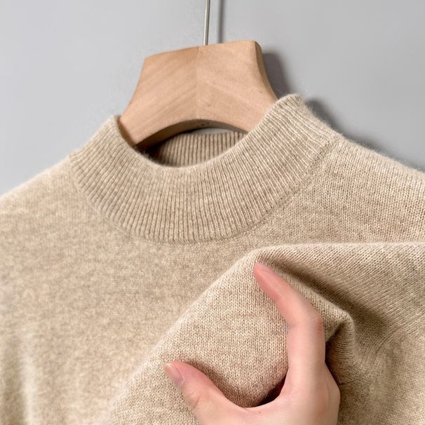 Men’s Half-Turtleneck Knit Sweater – Thick Warm Fabric, Machine Washable, Versatile Pullover For Autumn & Winter_viptrois.com