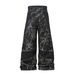 Men's Clothing Jiayiku Men's Autumn New American High Street RO Style Deconstruction Functional Style Tie Dye Jeans Wide Leg Pants_viptrois.com