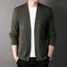 Loom European And American Cross-Border Clothing 2024 Casual Solid Color Knitted Jacket Long Sleeve V-Neck Men's Cardigan_viptrois.com