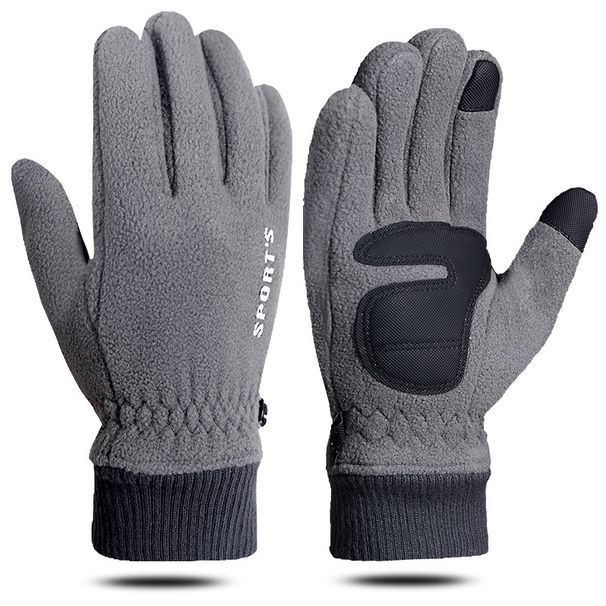 Unisex Warm gloves men's polar fleece autumn and winter thickened windproof cold resistant outdoor cycling sports touch screen gloves women_viptrois.com