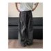 Vintage Washed Cargo Pants For Women - High Waist Oversized Military Joggers With Drawstring & Multi-Pockets_viptrois.com